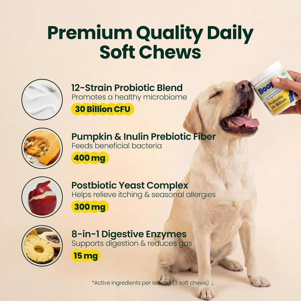 Probiotics for Dogs - 30 Billion CFU with Prebiotics & Digestive Enzymes