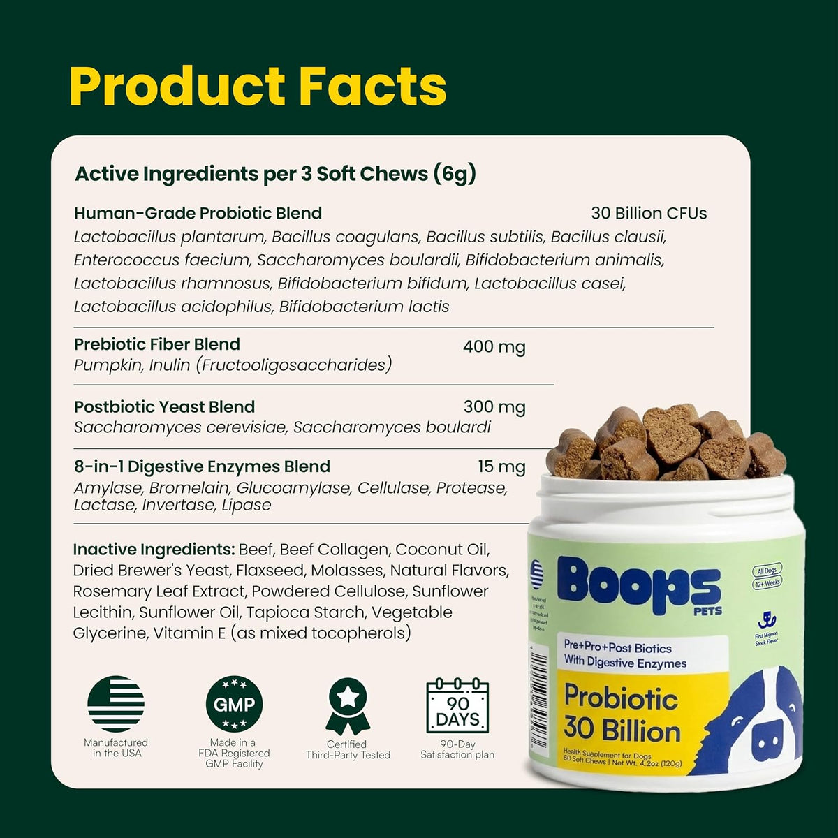 Probiotics for Dogs - 30 Billion CFU with Prebiotics & Digestive Enzymes